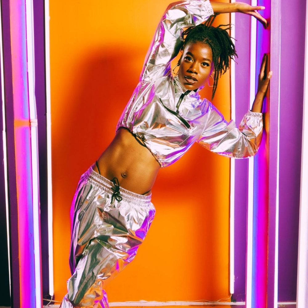 Silver Cropped Windbreaker Jacket